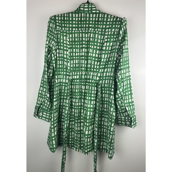 CABI Circuit Jacket Linen Blend Kelly Green & White Belted Size Large Style 6025 - Picture 12 of 16